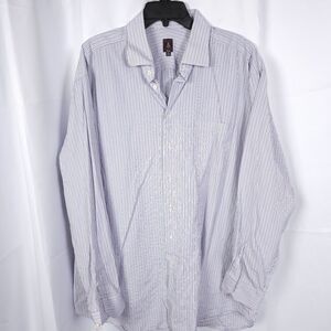 Robert‎ Talbott Mens Dress Shirt 18.5 36/37T Purple White Stripe Cotton USA